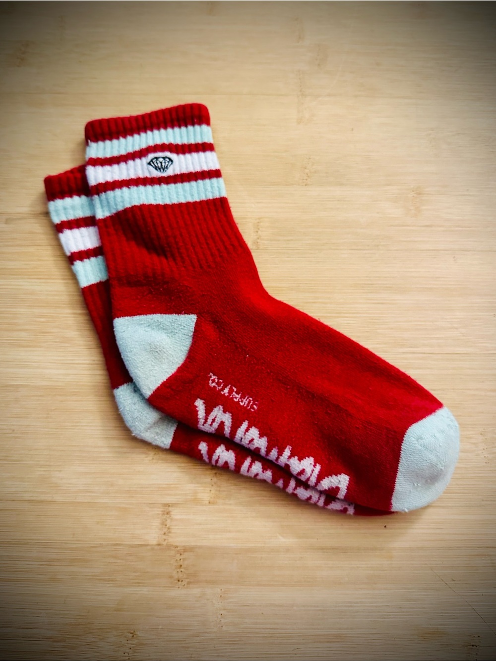 Diamond Supply Co. Red Crew Socks with White Accents